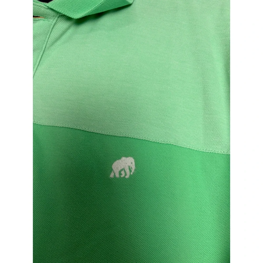 Banana Republic Mens XL Green Striped‎ Polo Shirt Elephant Logo Short Sleeve